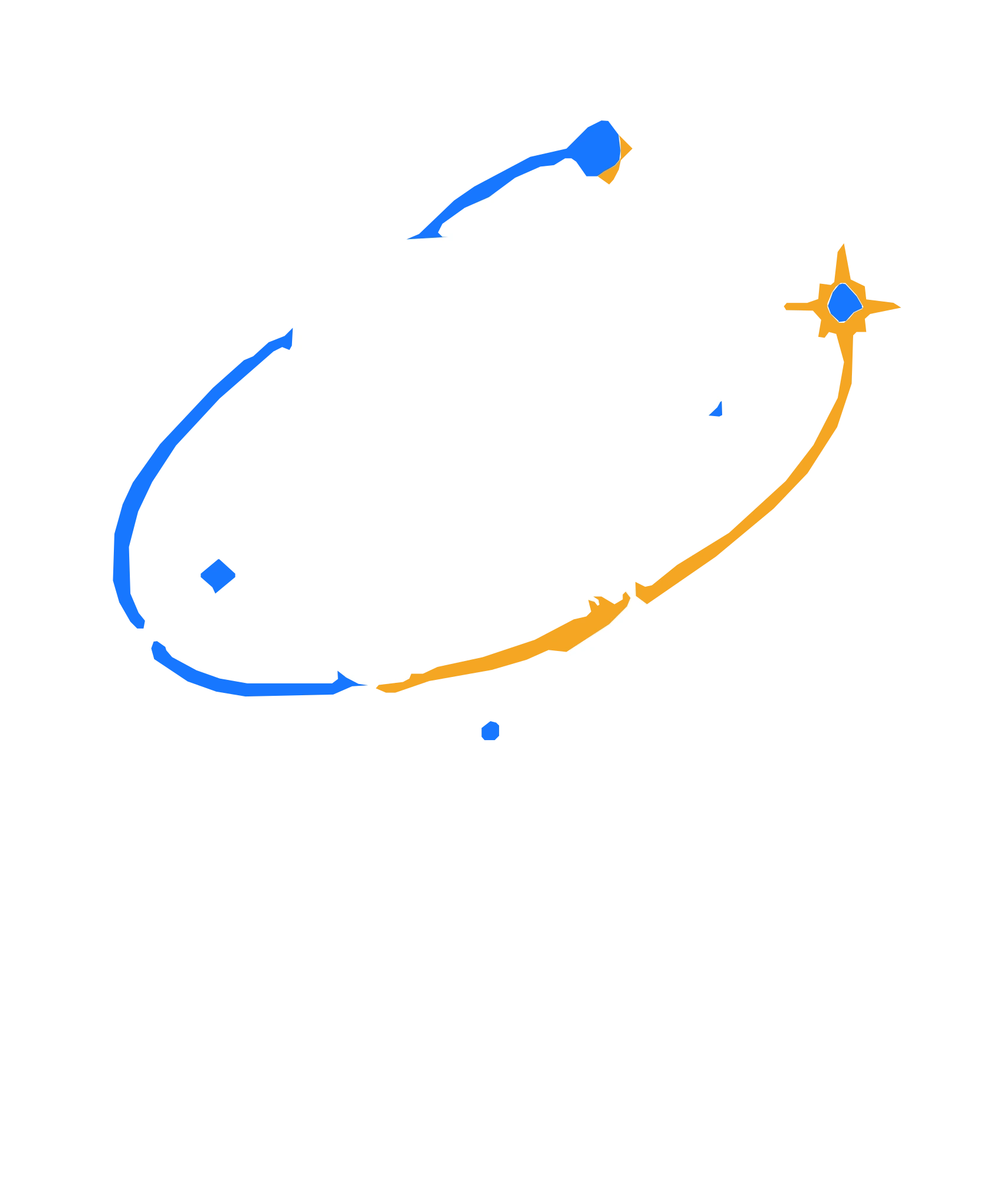 Piggyのロゴ。アンテナを立てた白い線画のPiggyを青とオレンジの軌道が囲み、右上にオレンジの星。下に「Piggy」のロゴタイプと™